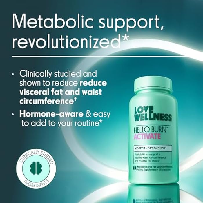 Love Wellness Hello Burn Activate | Support Visceral Fat Burn with BPL1® HT Postbiotic | Supports Healthy Waist Circumference, Longevity and Metabolic Wellness | 30 Count - Image 4