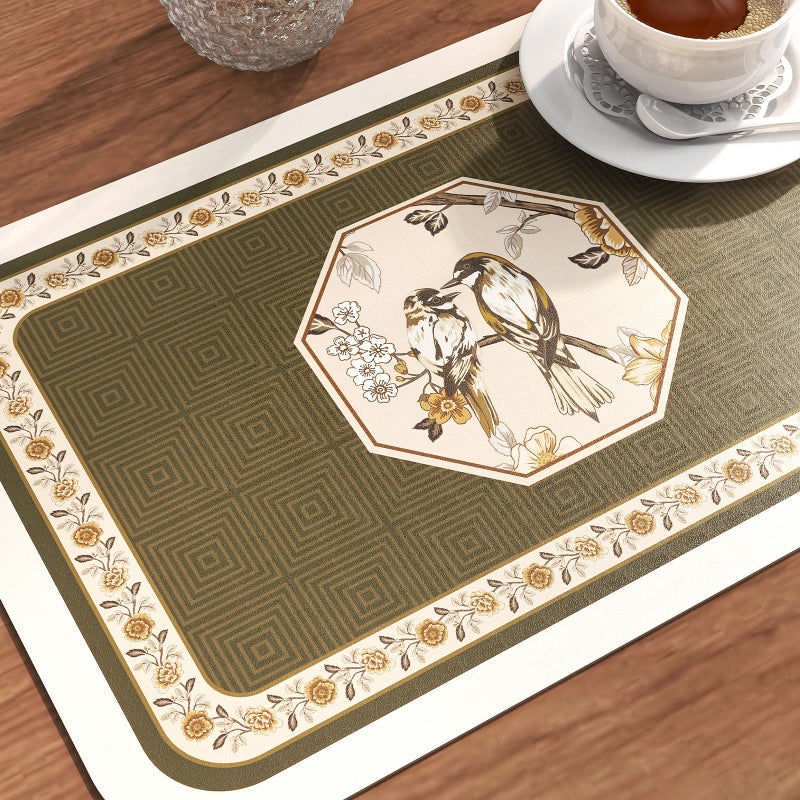 ISAENNE PVC Placemats Set of 6,Rectangular Flower and Bird Print Placemats, Waterproof and Heat-Resistant Place Mats,Decoration for Kitchen, Dining, Parties, Holiday,12"*17" - Image 4