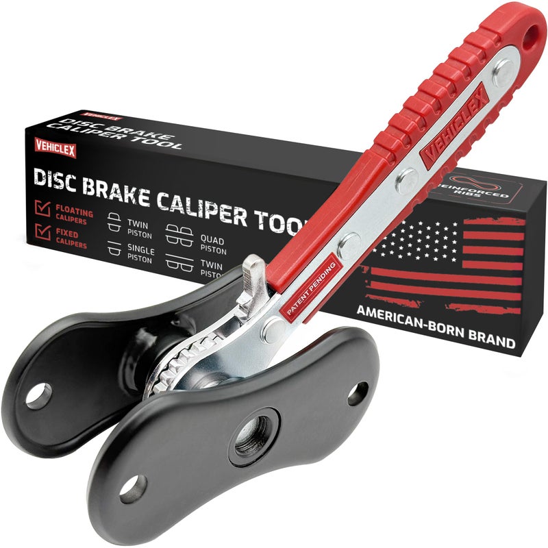 Vehiclex Brake Caliper Compression Tool  Heavy Duty Brake Pad Spreader Tool with Ratcheting Handle  RibReinforced Plates  Caliper Piston Compressor Tool for Cars SUVs and Light Trucks