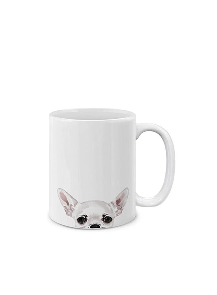 RYN Black White Brown Guinea White Ceramic Coffee Mug Tea Cup, 11 OZ - Image 1