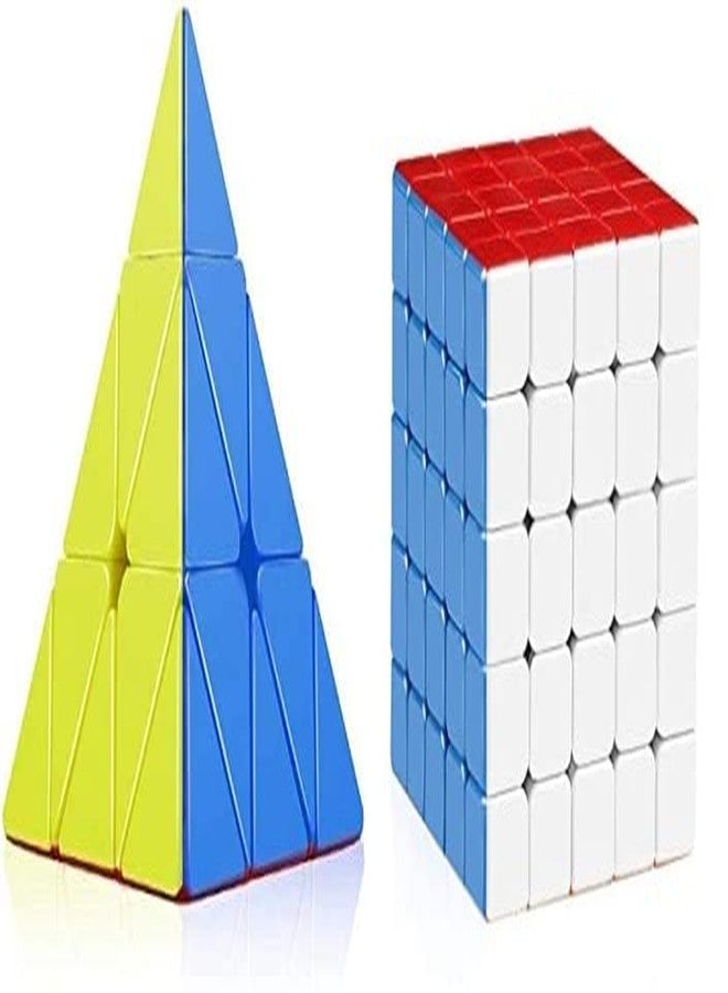 RPC99 Pyraminx Pyramid & 5x5 High Speed Stickerless Magic Cube for Kids and Adults, Pack of 1 - Image 1