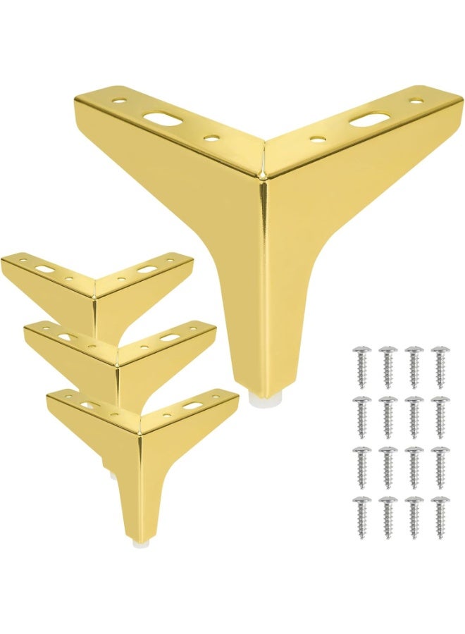 Relex Gold Furniture Legs, Heavy Duty Furniture Metal Legs with Anti-slip Mat and 16Pcs Screws, Metal Triangle Feet, for Furniture, Couch, Wardrobe and Cabinet (Hight: 10cm) - Image 1