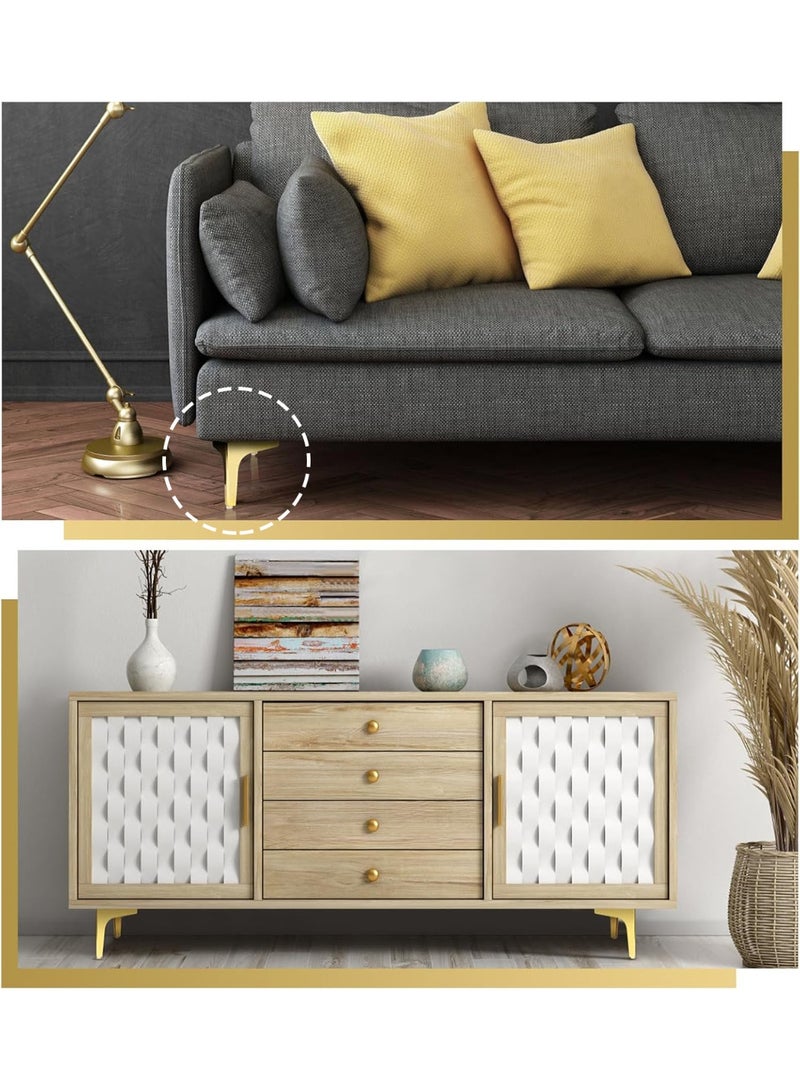 Relex Gold Furniture Legs, Heavy Duty Furniture Metal Legs with Anti-slip Mat and 16Pcs Screws, Metal Triangle Feet, for Furniture, Couch, Wardrobe and Cabinet (Hight: 10cm) - Image 5