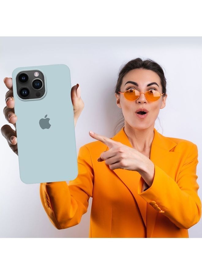 نيبمينينت Silicone Cover Liquid Gel Soft Ultra Slim Shockproof Back Case Full Body Protection For Apple iPhone 14 Pro 6.1 inch أزرق فاتح - Image 4