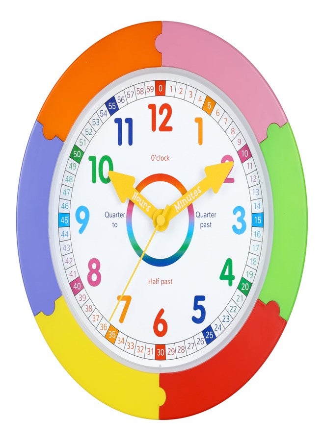 Yoiolclc Wall Clock for Kids Learning to Tell Time Silent Teaching Time Clock for Kids Room Classroom Bedroom School(10 Inch) - Image 1