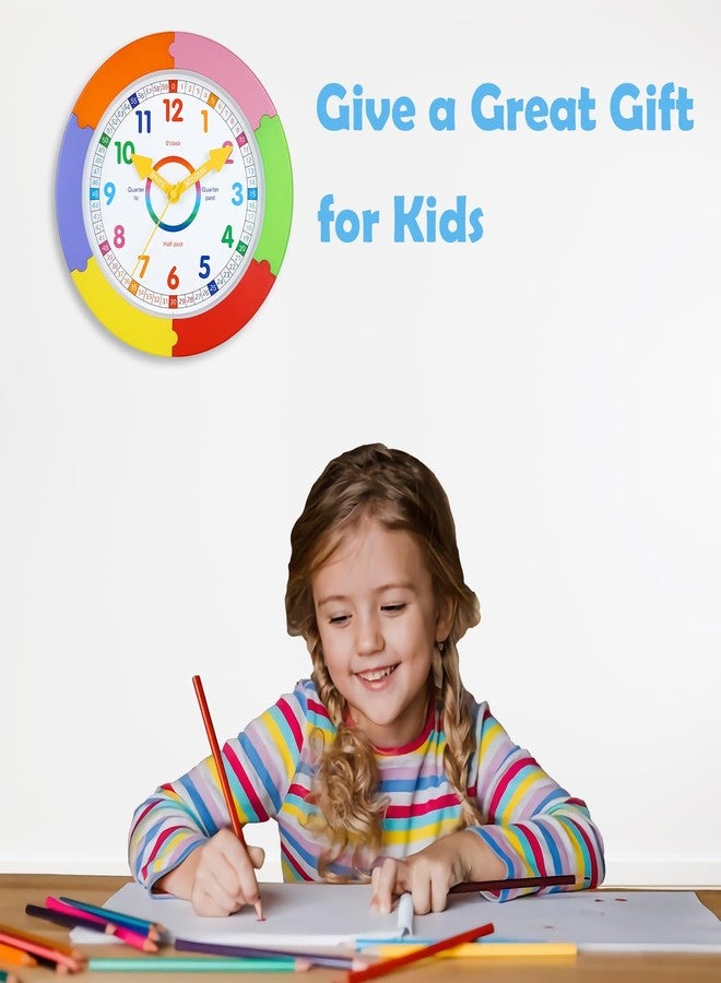 Yoiolclc Wall Clock for Kids Learning to Tell Time Silent Teaching Time Clock for Kids Room Classroom Bedroom School(10 Inch) - Image 4