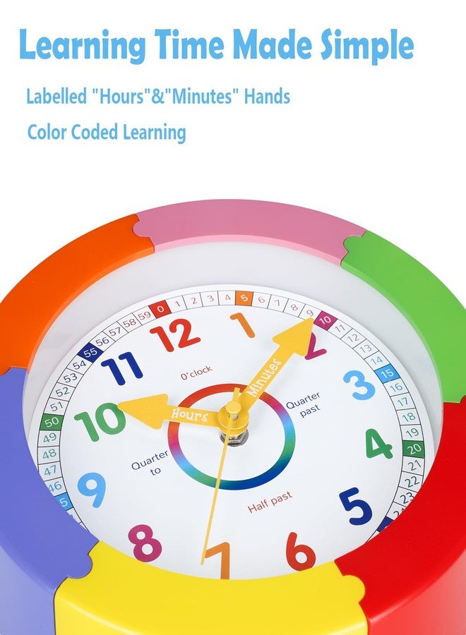 Yoiolclc Wall Clock for Kids Learning to Tell Time Silent Teaching Time Clock for Kids Room Classroom Bedroom School(10 Inch) - Image 3
