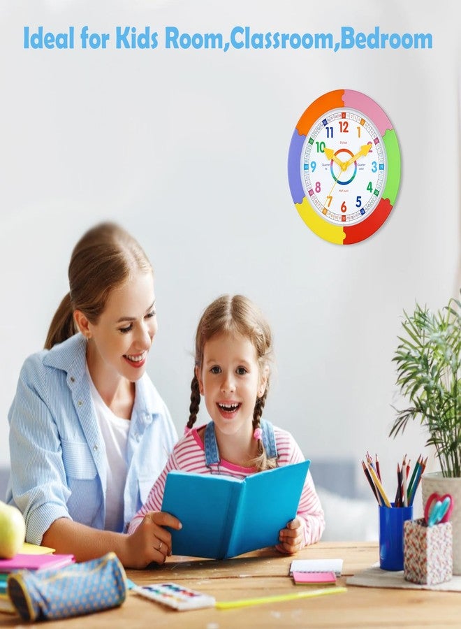 Yoiolclc Wall Clock for Kids Learning to Tell Time Silent Teaching Time Clock for Kids Room Classroom Bedroom School(10 Inch) - Image 5
