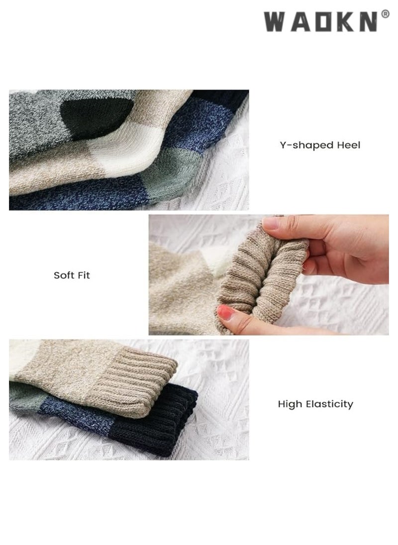 WAOKN Fashion Warm Women's Wool Socks, Soft Warm Comfortable Casual Mid-Tube Winter Socks, Thick Warm Winter Vintage Knitted Women's Thermal Socks (3 Pairs) - Multicolor A  - Image 4