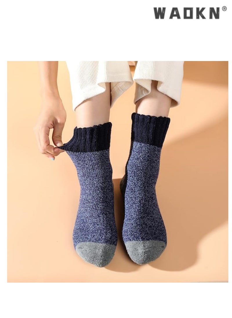 WAOKN Fashion Warm Women's Wool Socks, Soft Warm Comfortable Casual Mid-Tube Winter Socks, Thick Warm Winter Vintage Knitted Women's Thermal Socks (3 Pairs) - Multicolor A  - Image 5