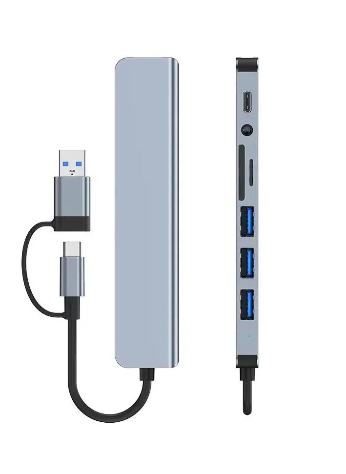 Generic USB C + USB Type A Hub 8 in1, USB C Adapter with Two USB-C Ports, USB 3.0, SD / TF Card Reader, Compatible with MacBook Pro & Air USB C Laptop and Other Type C Devices  - Image 2