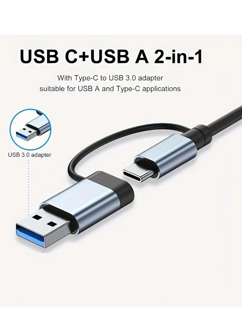 Generic - USB C + USB Type A Hub 8 in1, USB C Adapter with Two USB-C Ports, USB 3.0, SD / TF Card Reader, Compatible with MacBook Pro & Air USB C Laptop and Other Type C Devices - Image 1