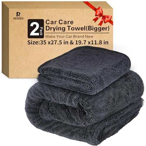 R RUCKERCO Microfiber Towels For Cars 2-Pack Car Drying Towel 1300 Gsm Ultra-Large Soft Microfiber 35" x 27.5" & 19.7" x 11.8" Towels Are Great For Car And Home Cleanups No Streaks, Scratches Or Water Spots - Image 1
