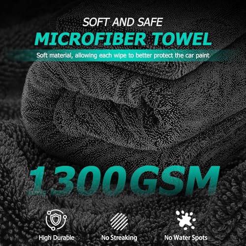R RUCKERCO Microfiber Towels For Cars 2-Pack Car Drying Towel 1300 Gsm Ultra-Large Soft Microfiber 35" x 27.5" & 19.7" x 11.8" Towels Are Great For Car And Home Cleanups No Streaks, Scratches Or Water Spots - Image 3