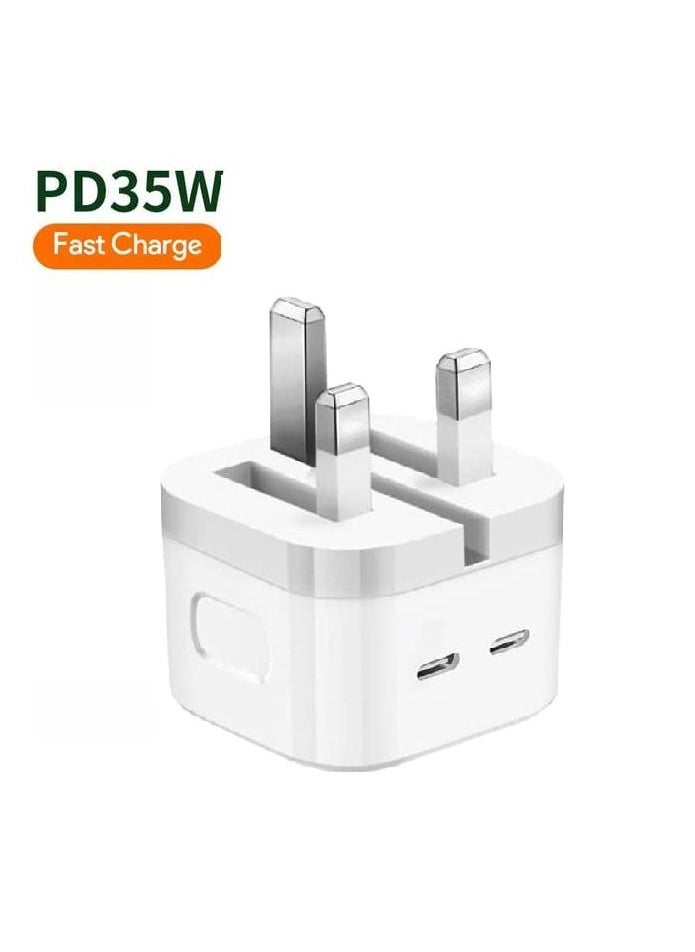 3 Pin Type C Dual Port C+C Wall Charger Travel Power Adapter
