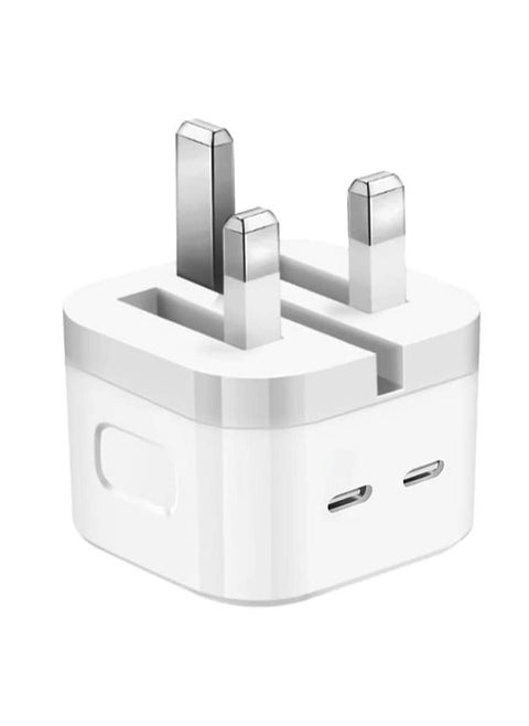 3 Pin Type C Dual Port C+C Wall Charger Travel Power Adapter