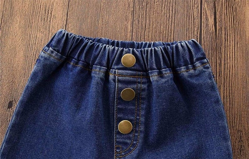 MODNTOGA Store Baby Girls Denim Bell Bottom Jeans Vintage Toddler Kid Flare Pants Jeans Western Little Cowgirl Outfit Hippie Pants - Image 4