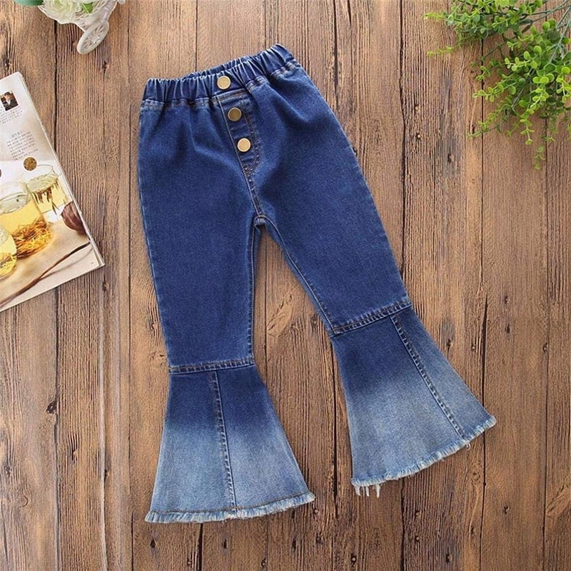 MODNTOGA Store Baby Girls Denim Bell Bottom Jeans Vintage Toddler Kid Flare Pants Jeans Western Little Cowgirl Outfit Hippie Pants - Image 3