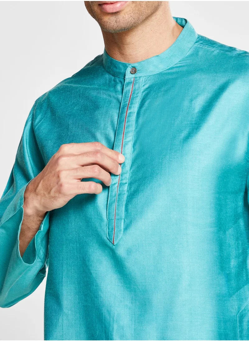 Fabindia Silk Placket Detail Short Kurta
