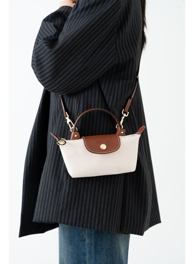 لونج شامب Le Pliage الأصلي يأتي في حقيبة صغيرة مع مقبض وحزام الكتف ورق قماش أبيض المعاد تدويره - Image 2