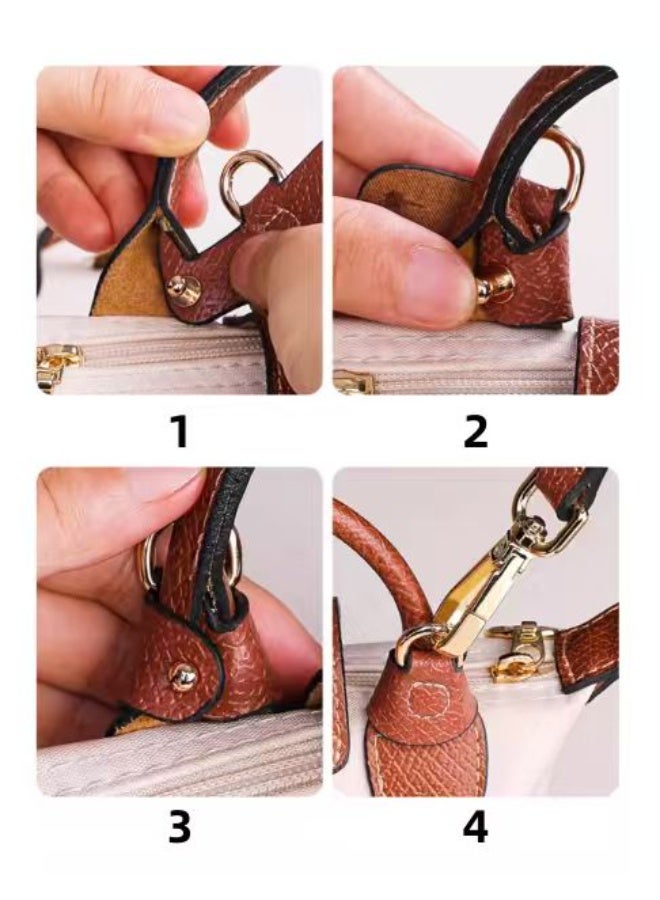 لونج شامب Le Pliage الأصلي يأتي في حقيبة صغيرة مع مقبض وحزام الكتف ورق قماش أبيض المعاد تدويره - Image 3