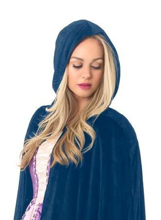 Little Adventures Deluxe Velvet Adult Cloak Cape with Lined Hood (Blue) - Machine Washable Adult Cosplay Dress-Up Cloaks with No Glitter - Image 1