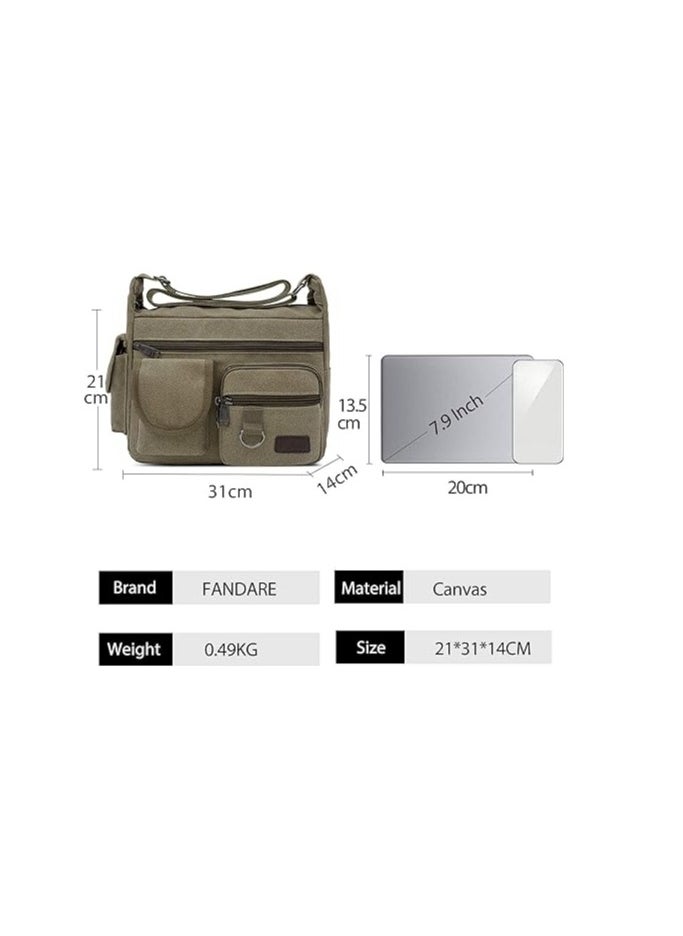 FANDARE Canvas Crossbody Bag Messenger Bag Satchel Shoulder Bag Working Bag Bookbag Briefcase for Men and Women - Image 3