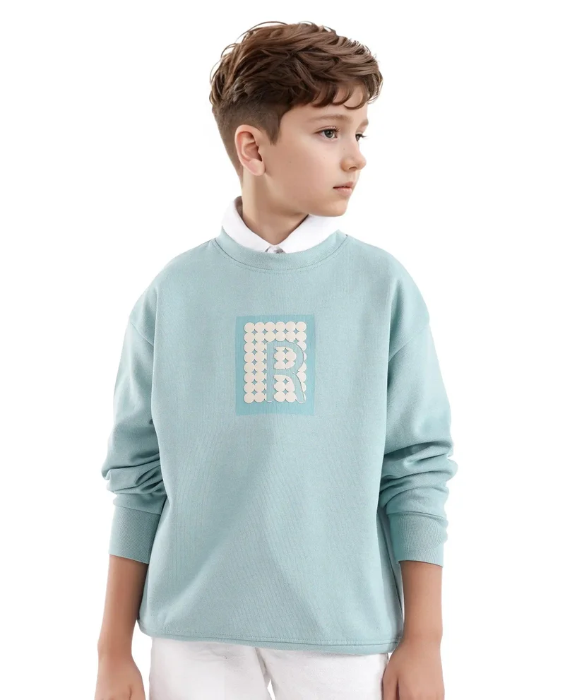 رير ونز Rare Ones Kids Poks Pastel Turq Cotton Full Sleeve HD Print And Discharge Print Sweatshirt