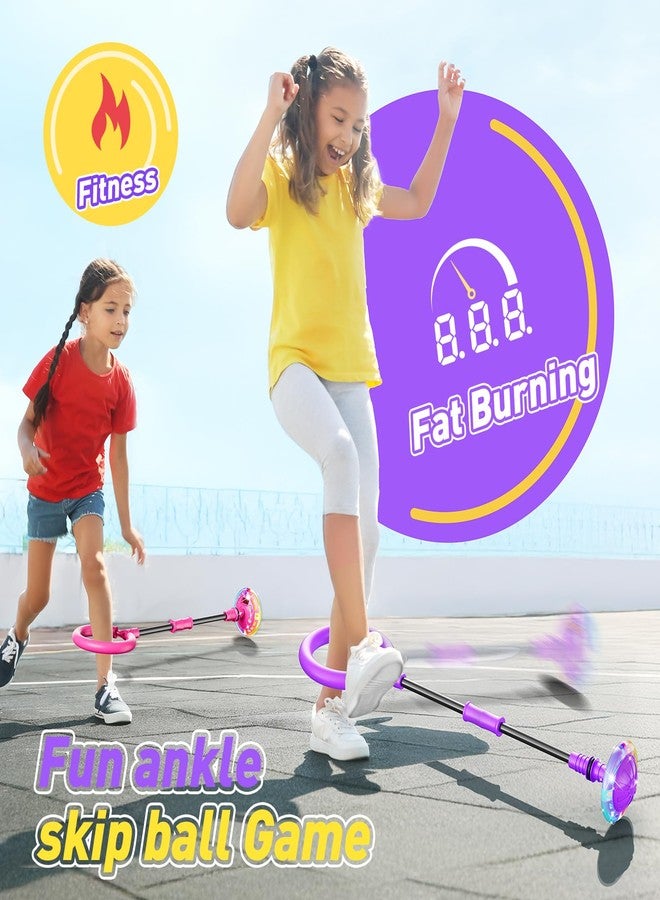 Flooyes Skip Ball for Kids, Ankle Skip Ball Toy with Counter, Timer and Cal Calculator, Girl Birthday Gifts for Age 6 7 8 9 10+, Rechargeable Colorful Flash Wheel Skip Ball for Girls Women - Image 3