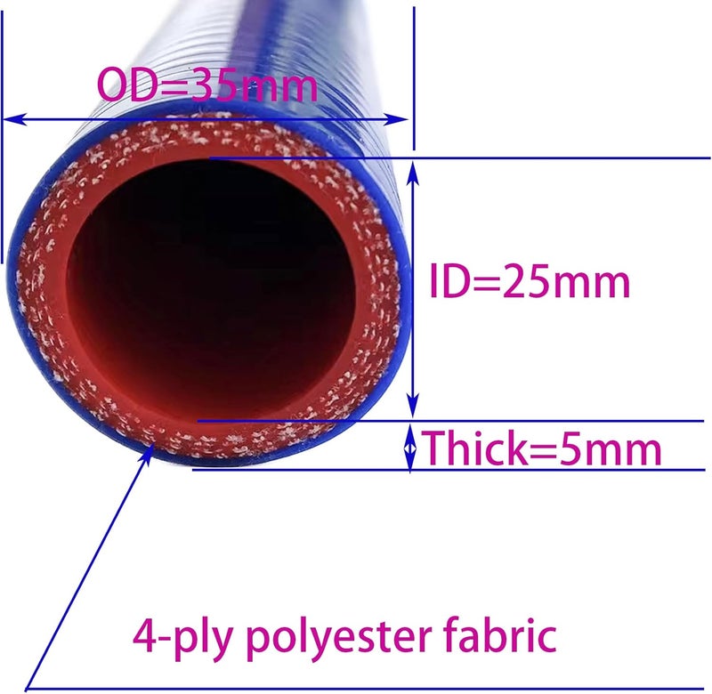 Bekelan 25MM (1") X 5FT Blue High Temp Reinforced Silicone Heater Hose - Image 3
