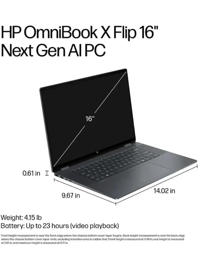 HP (Upgraded Version) OmniBook X Flip 2-in-1 Laptop 2025, 16" WUXGA IPS Touchscreen, Ultra 7 256V 8-Core Arc Graphics 140V,16GB LPDDR5 2TBSSD, Backlit KB | Thunderbolt 4 Wi-Fi 6E, Win11 Home grey grey - Image 5