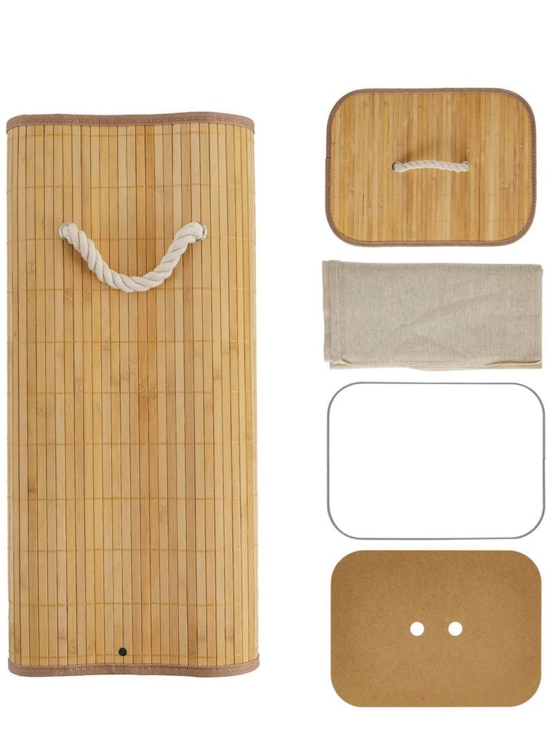 MIXDE Foldable Laundry Hamper with Lid, Bamboo Laundry Basket, Rectangular Storage Hamper with Handles, for Laundry Room, Bedroom - Image 4