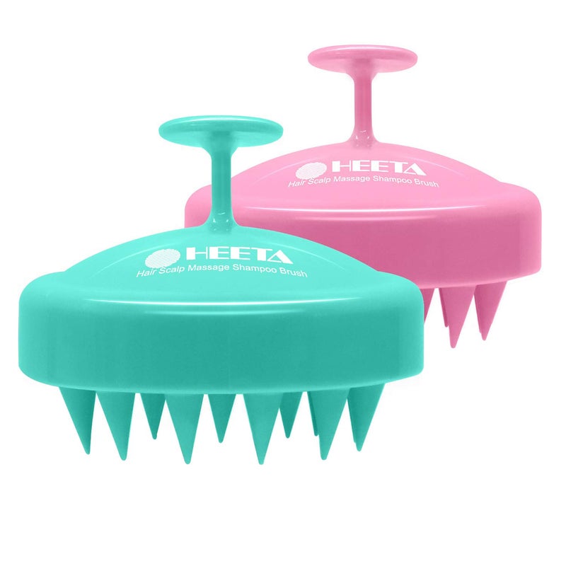 Heeta مجموعة HEETA لتدليك فروة الرأس لنمو الشعر 2-Pack، فرشاة شامبو ناعمة من السيليكون لفروة الرأس لإزالة القشرة وتدليك الرأس للاسترخاء، للاستخدام الرطب والجاف للنساء والرجال للعناية بالشعر الكثيف والرفيع والمجعد - Image 1