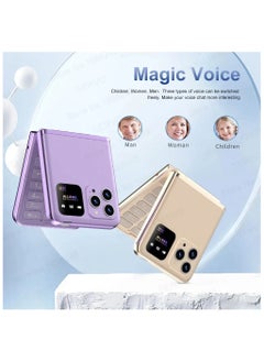 Hope New 4 SIM Flip Mobile Phone, Unlocked 2G GSM Cell Phone with Call Recording, Speed Dial, Magic Voice, FM Radio, Torch Light, Type-C Charging, 180° Fold Design -Golden  - Image 4
