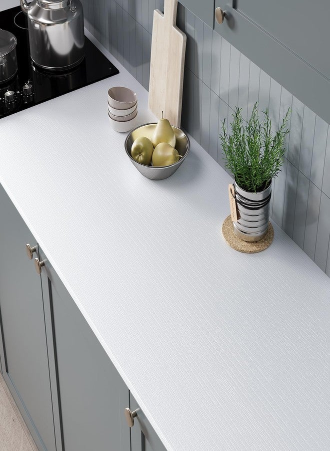 VaryPaper 15.7" x 78.7" Modern White Wood Contact Paper Peel and Stick Textured Wood Wallpaper Waterproof Wood Grain Vinyl Wrap for Cabinets Furniture Removable Self Adhesive Wood Laminate Sheets - Image 1