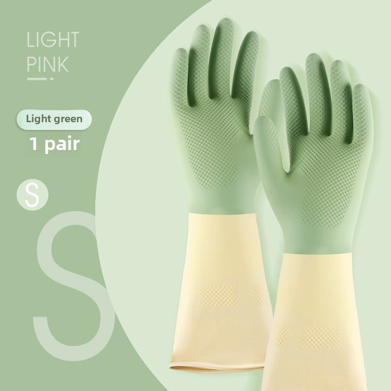 Durable Latex Gloves for Dishwashing and Household Cleaning Light green S a pair 