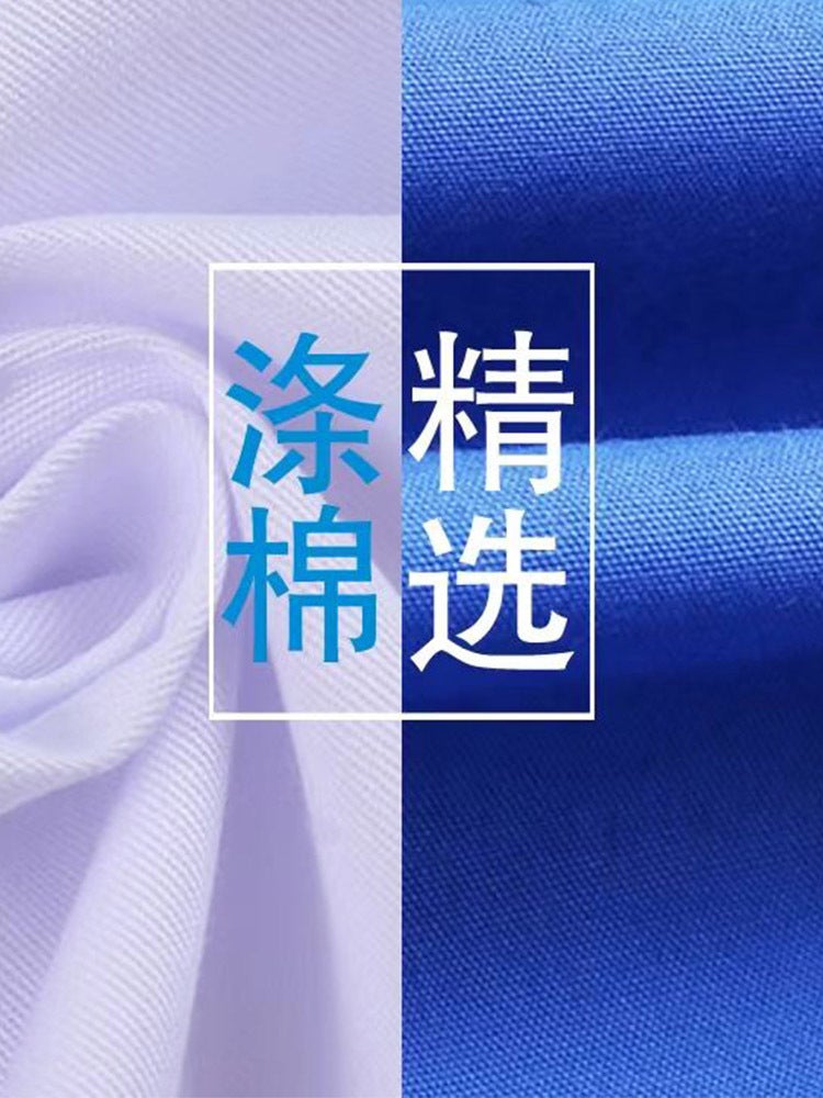 Thin Half-Sleeved Work Clothes Short-Sleeved Workshop Work Clothes Breathable Dustproof White Men And Women Summer - Image 3