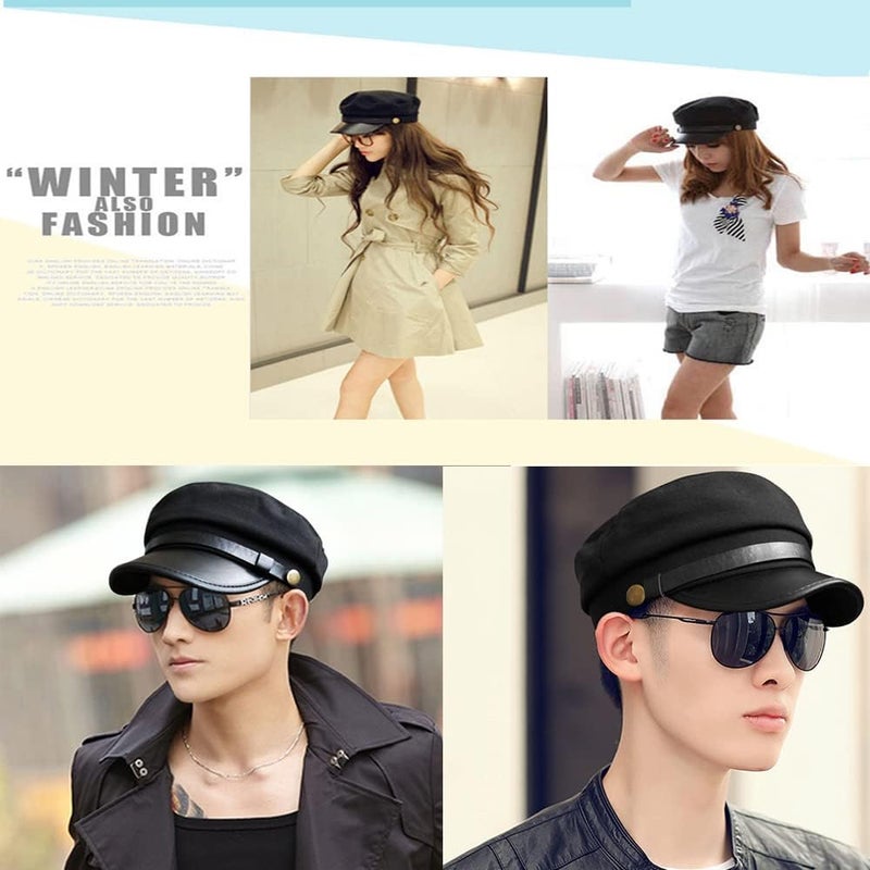 GRNUS Chauffeur Hat for Men Women Classic Vintage Newsboy Cap Costume Hats Beret Cap (as1, Alpha, one_Size, Black, One Size) - Image 2