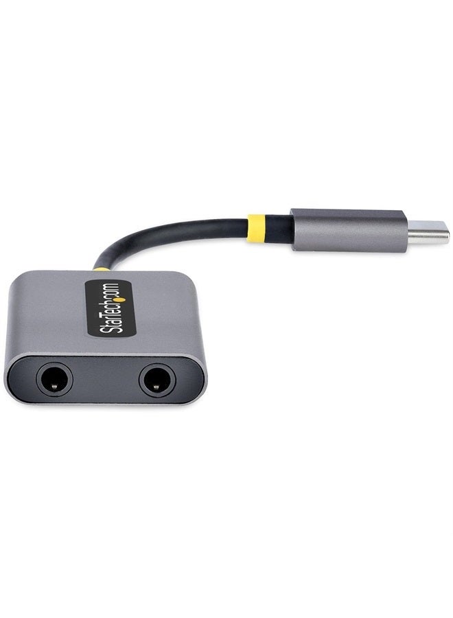 Startech.com USB-C Headphone Splitter, USB Type C Dual Headset Adapter w/Mic Input, USB C to 3.5mm Audio Adapter/Earphone Dongle, USB C to Audio Jack/Aux Output, 24-bit DAC (USBC-Audio-Splitter) - Image 3