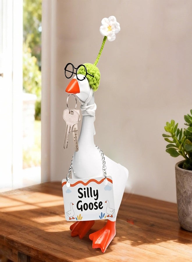 MASHDE Magnetic Goose Key Holder, 7 Inch Desk Goose with Outfits, Cute Funny Home Decor Kawaii Room Decor for Porch Desk Bedroom Office, Housewarming Gifts for Women Men - Image 1