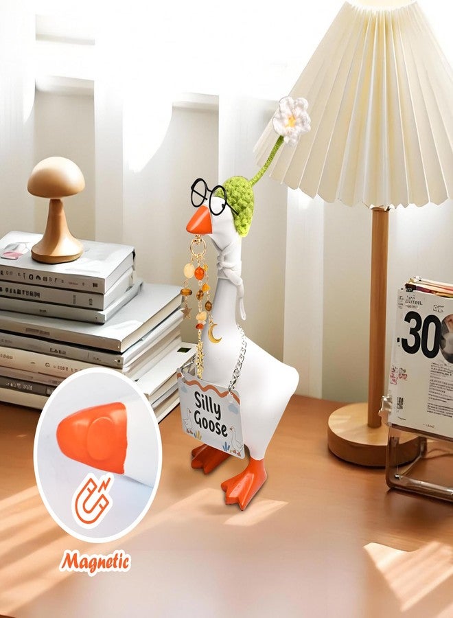 MASHDE Magnetic Goose Key Holder, 7 Inch Desk Goose with Outfits, Cute Funny Home Decor Kawaii Room Decor for Porch Desk Bedroom Office, Housewarming Gifts for Women Men - Image 2