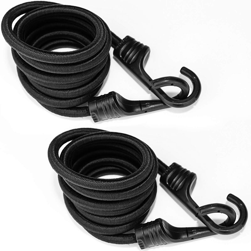 ZHOUBIN 72 Inch Black Bungee Cords with Hooks Heavy Duty 2 Pcs