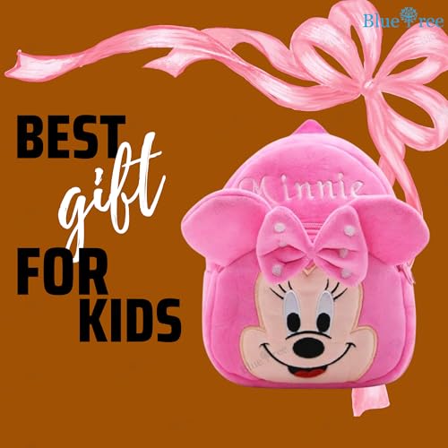 blue tree School Bag for Cute Kids for (1-6 Years), Preschool Soft Plush Pink Minnie Bag for toddlers, Mini Cartoon Backpack for Baby Boys and Girls - Image 5