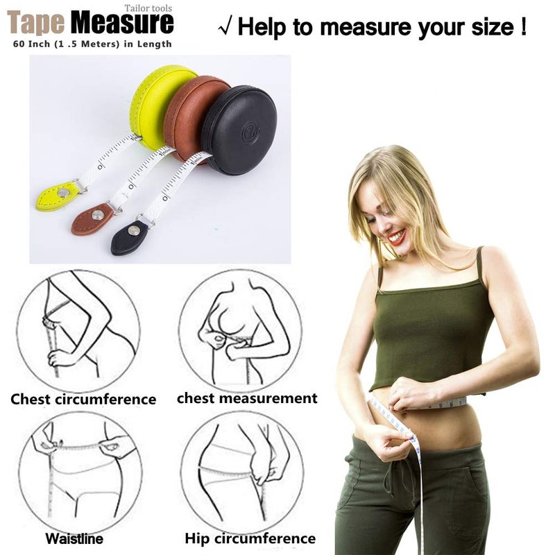 Z_جوده وثقه Sewing Tape Measure, Medical Body Cloth Tailor Craft Dieting Measuring Tape, 60 Inch/1.5M Dual Sided Retractable Ruler with Push Button Round(1 Pack, Blue) - Image 5