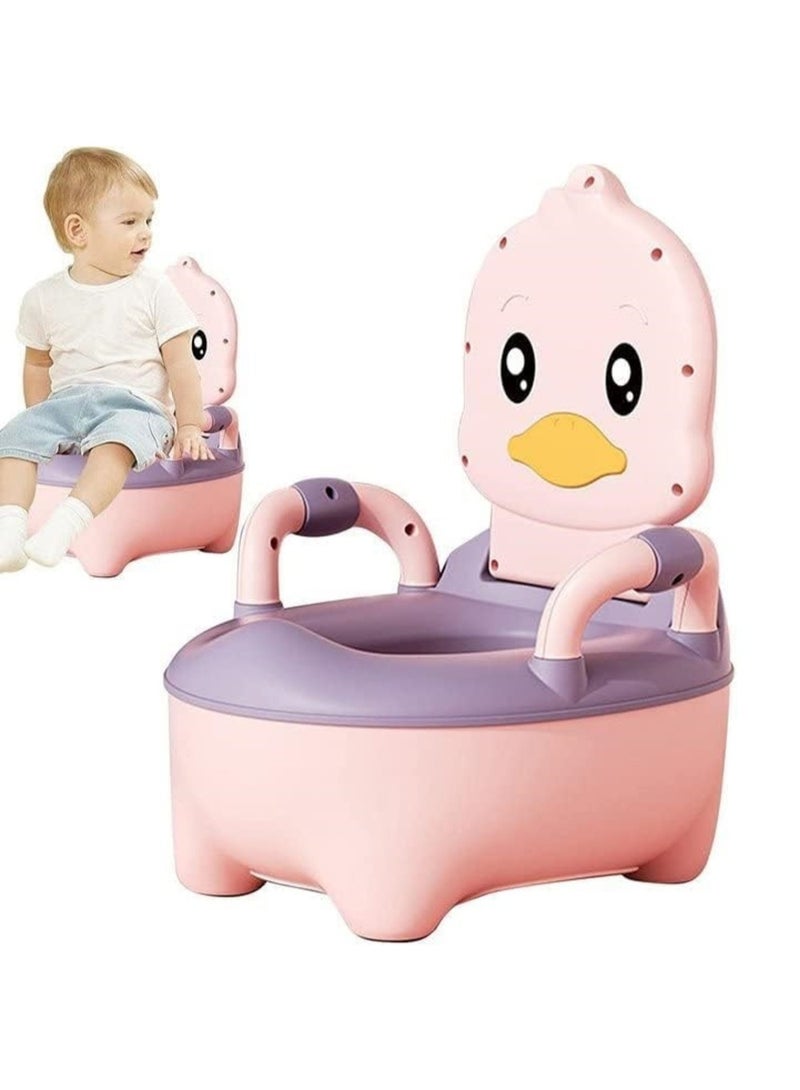 MiniMe Duck‑Themed Portable Potty Chair with Removable Bowl | 1‑48 Months | BPA‑Free ABS & PP | Pink | High Splash Guard & Non‑Slip Base | Ergonomic Backrest | Lightweight Travel Toilet Trainer w/ Handle - Image 1