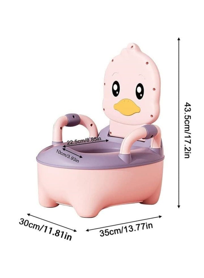 MiniMe Duck‑Themed Portable Potty Chair with Removable Bowl | 1‑48 Months | BPA‑Free ABS & PP | Pink | High Splash Guard & Non‑Slip Base | Ergonomic Backrest | Lightweight Travel Toilet Trainer w/ Handle - Image 4
