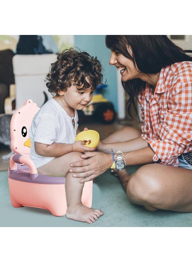 MiniMe Duck‑Themed Portable Potty Chair with Removable Bowl | 1‑48 Months | BPA‑Free ABS & PP | Pink | High Splash Guard & Non‑Slip Base | Ergonomic Backrest | Lightweight Travel Toilet Trainer w/ Handle - Image 3