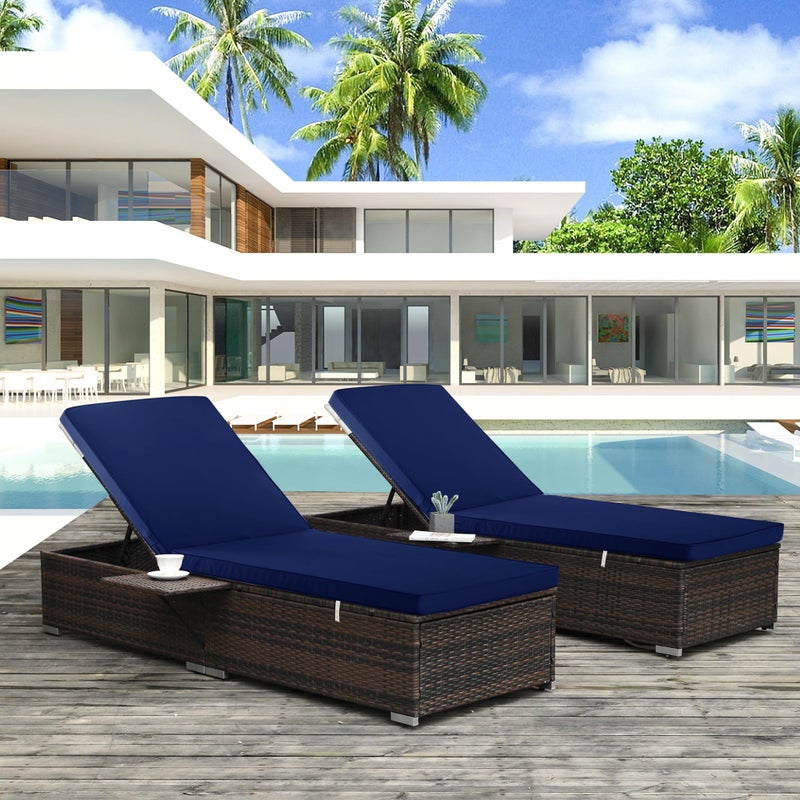 Comcaver Chaise Lounge Cushion for Outdoor Furniture, Waterproof Fade and Tear Resistant Lounge Deck Chair Cushions for Patio Lawn Pool Resort Hotel, 72x21x3 Inch, Navy - Image 5