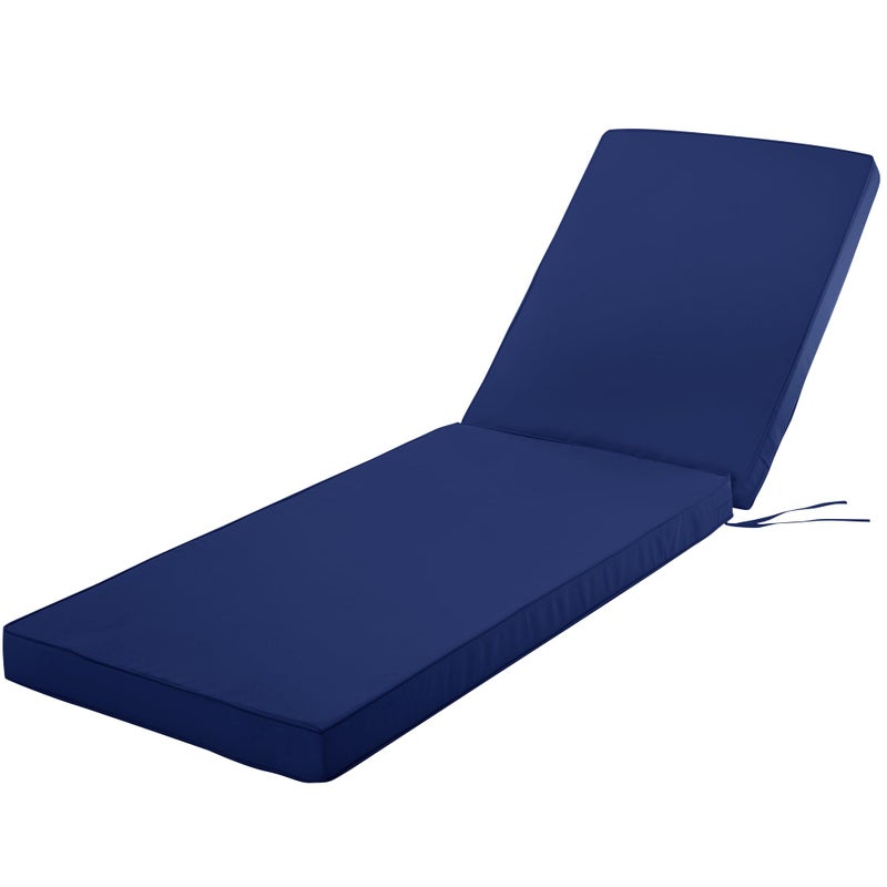 Comcaver Chaise Lounge Cushion for Outdoor Furniture, Waterproof Fade and Tear Resistant Lounge Deck Chair Cushions for Patio Lawn Pool Resort Hotel, 72x21x3 Inch, Navy - Image 1