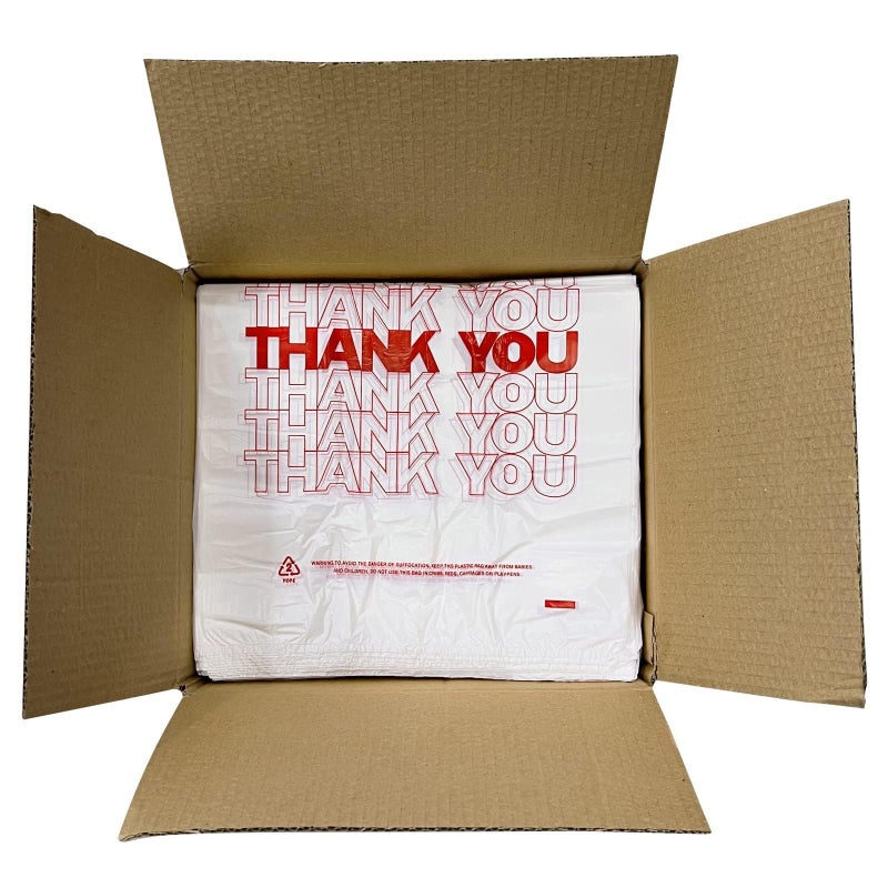 TashiBox 1000 Ct plastic bags/Shopping Bags/Thank You Bags/Reusable and Disposable Grocery Bags - Measures 11.5" X 6.25" X 21", 15mic, 0.6 Mil - Image 5